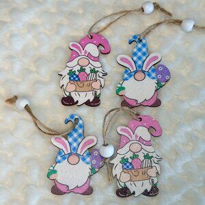 Wooden Easter Gnome Ornaments (set of 4)